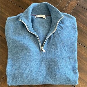 Brunello Cucinelli Blue 100% Cashmere Zip Sweater Men’s IT 56 US XL Italy